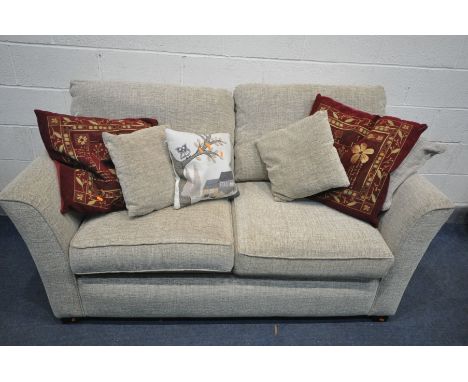 AN ALSTONS UPHOLSTERY BEIGE UPHOLSTERED SOFA BED