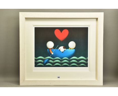 DOUG HYDE (BRITISH 1972) 'INCREASING LOVE'  A SIGNED LIMITED EDITION PRINT, FIGURES AND A DOG IN A BOAT, 190/395 with certifi