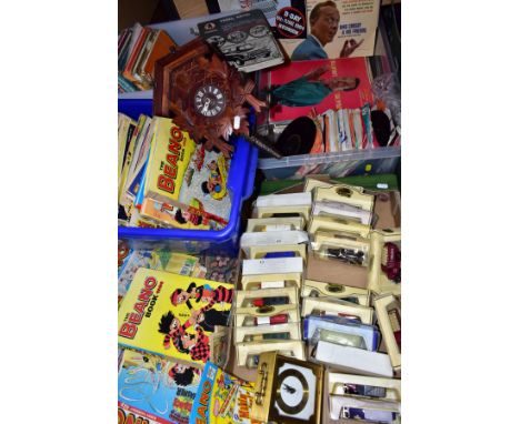 SUNDRIES, four boxes a collection of thirty five LP and seventy single records, the LPs are mainly from musicals or MOR and t