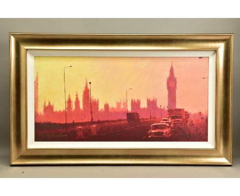 ROLF HARRIS (AUSTRALIA 1930) 'FIFTIES RUSH HOUR' a signed limited edition print of a nostalgic London scene, 151/195 with cer