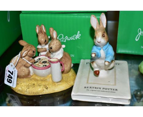 TWO BOXED JOHN BESWICK BEATRIX POTTER FIGURE/GROUP, both for 100th Anniversary of Tale of Peter Rabbit, comprising a limited 