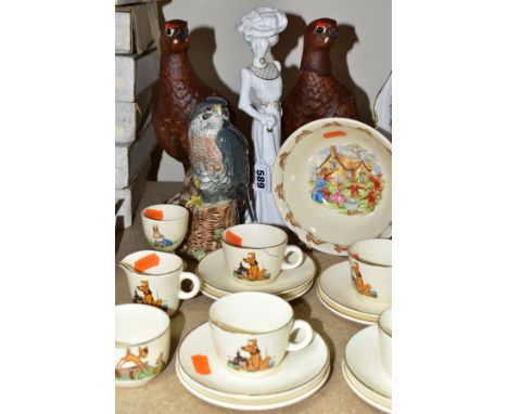 A GROUP OF CERAMIC WARES, comprising a Beswick Walt Disney children's part tea set of cream jug, sugar bowl, four plates, fou