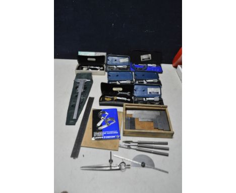 A COLLECTION OF MOORE AND WRIGHT TEST AND MARKING EQUIPMENT including seven micrometers (metric and Imperial), Vernier Calipe