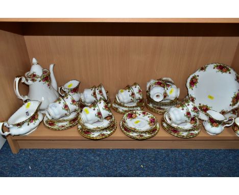 ROYAL ALBERT OLD COUNTRY ROSES TEA WARES, comprising fourteen tea cups, 16 saucers and side plates, small milk jug, large mil