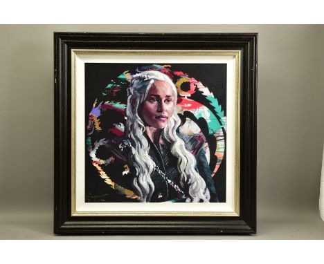 ZINSKY (CONTEMPORARY) 'MOTHER OF DRAGONS' a portrait of Emilia Clarke as her Game of Thrones character, signed limited editio