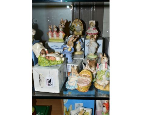 ELEVEN ROYAL ALBERT BEATRIX POTTER FIGURES, boxed except where mentioned, comprising Benjamin Wakes Up, Cottontail, Flopsy, M