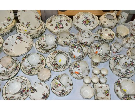 A ONE HUNDRED AND NINETEEN PIECE ROYAL DOULTON OLD LEEDS SPRAYS D3548 PART DINNER SERVICE, comprising two tureens, large teap