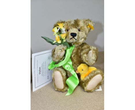 A DANBURY MINT STEIFF DYLAN TEDDY BEAR, a handmade blonde bear from the Steiff Four Seasons Bears series by Danbury Mint, wit