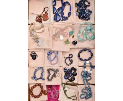 A SELECTION OF LOLA ROSE JEWELLERY, to include eight semi-precious gemstone beaded necklaces, eleven semi-precious beaded bra