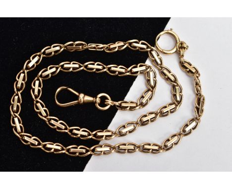 A YELLOW METAL FANCY LINK CHAIN, fitted with a lobster claw clasp and a spring clasp, Austrian control marks for 18ct gold, l