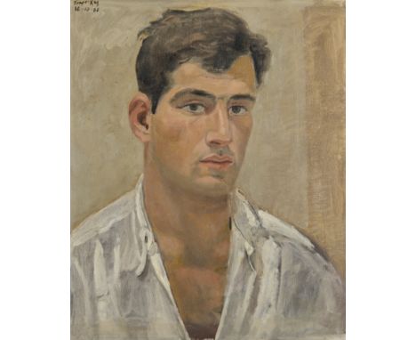 Yiannis Tsarouchis (Greek, 1910-1989)Portrait of a Young Man signed in greek and dated '16-10-66' (upper left) oil on canvas4