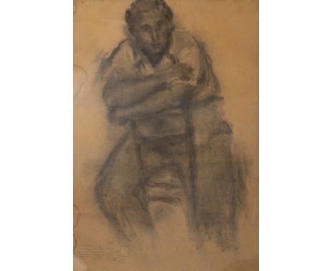 Georgios Bouzianis (Greek, 1885-1959)Seated Man, Antonios Hariatis charcoal on paper 99 x 69 cm.Painted c. 1944.Footnotes:Lit