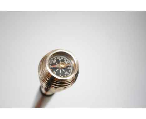 Two piece walking stick with compass handle 