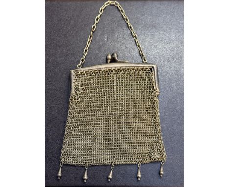 White metal chain mail purse 