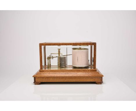 An early 20th century oak-cased barographGriffin &amp; Tatlock of Manchester, numbered 8135With eight-tier bellows, lacquered
