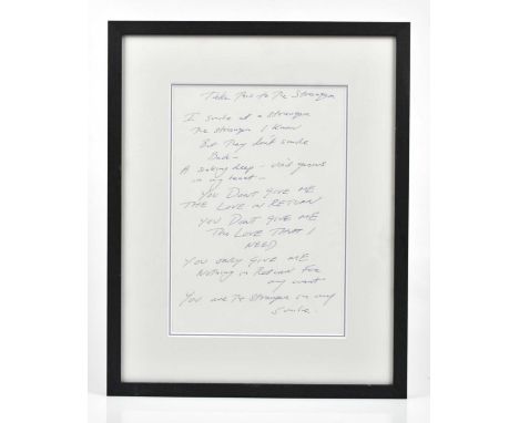 AFTER TRACEY EMIN CBE RA (1963); offset lithograph, 'Take This to a Stranger', 28 x 20cm, unsigned.