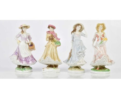 ROYAL WORCESTER; a group of four ceramic figures, comprising 'Spring', 1339/7500, 'Autumn', 1658/7500, 'Winter', 307/7500 and