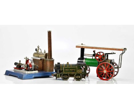 MAMOD; a steam tractor, a model of a steam engine and an O gauge steam train (3).