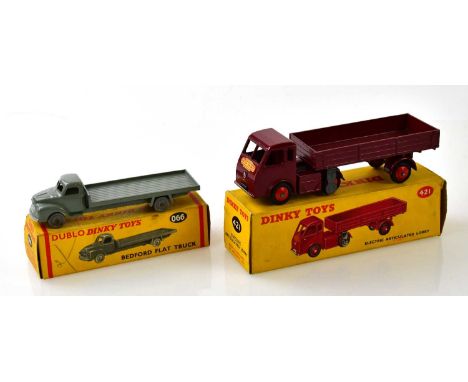 DINKY TOYS; a boxed model vehicle 421 Electric Articulated Lorry and a Dinky Dublo Toys model vehicle 066 Bedford Flat Truck 