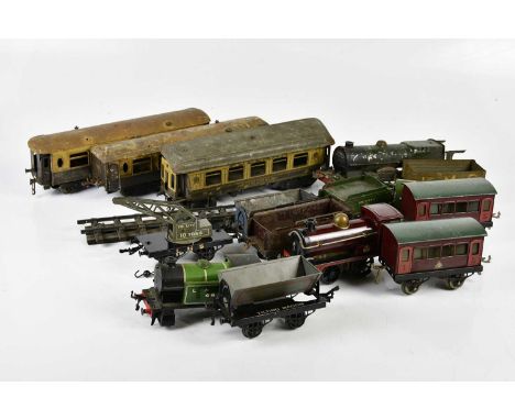 A large collection of model railway locomotive accessories, including clockwork examples, etc.