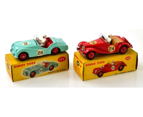 DINKY TOYS; two boxed model vehicles, 108 M.G Midget Sport, and 111 Triumph TR2 Sports (2).