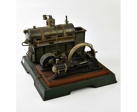 DYNAMO; a scratch built engine on metal plinth base, 33 x 30cm. 