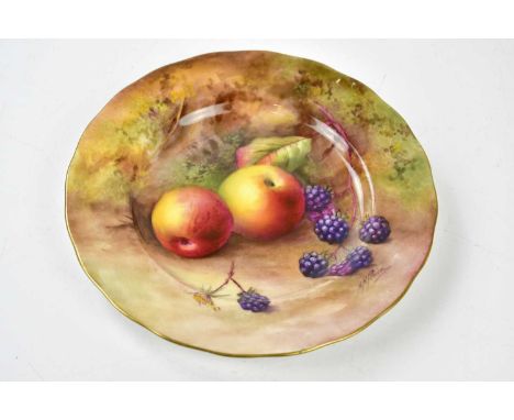 H.H. PRICE FOR ROYAL WORCESTER; a hand painted side plate, decorated with fruit and leaves, signed, diameter 16cm.
