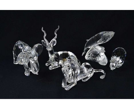 SWAROVSKI; five limited edition animals, including elephant, lion, kudu, etc (5)Condition Report: The kudu with small chip to