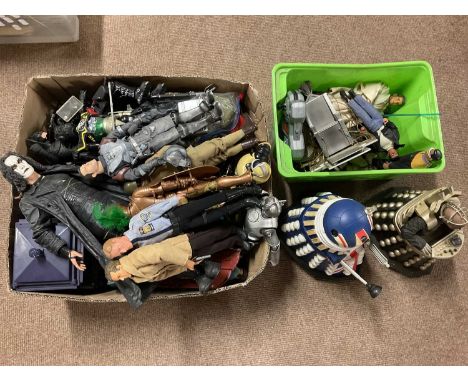 A collection of model toy figures to include Doctor Who, The Crow, Star Wars, Batman, etc.