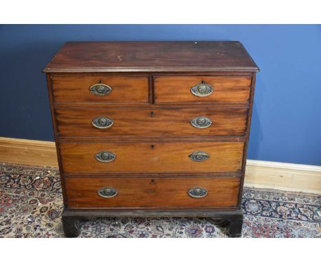 A 19th century mahogany chest of two short over three long drawers on bracket feet, height 106cm, width 106cm, depth 52cm.