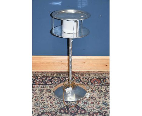 An Art Deco chrome lamp, with removable tray to the top, height 90cm.