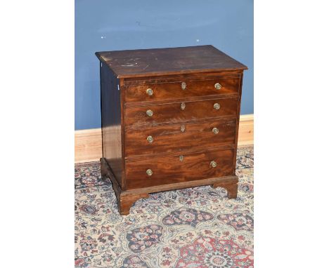 A 19th century mahogany chest of four drawers on bracket feet, width 69cm, depth 45cm, height 78cm.