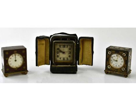 ZENITH; a miniature travelling alarm clock retailed by Gibson &amp; Co, Belfast, the cloisonné case with floral decoration su