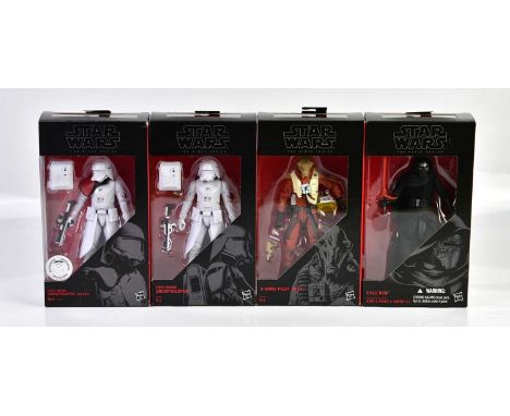 STAR WARS; a group of four Black Series figures comprising 'First Order Snowtrooper Officer', 'First Order Snowtrooper', 'Kyl