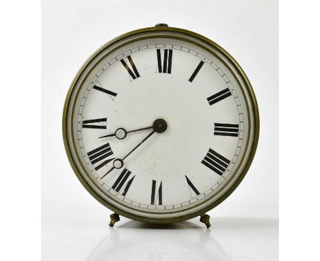 A brass cased ship's clock, with white enamel dial set with Roman numerals, diameter 13cm.