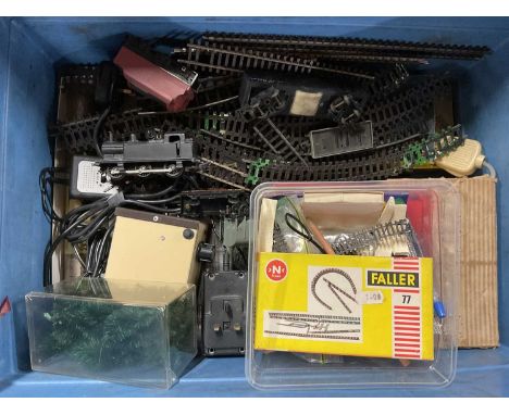 A collection of various toy trains and accessories to include Tri-Ang, Hornby, Dublo, including track and accessories, togeth