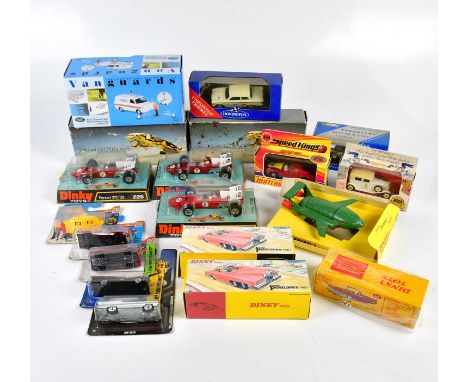 DINKY; a group of diecast cars to include three Ferrari 312/B2 racing cars, a Thunderbird 2, a Matchbox Speedkings Lamborghin