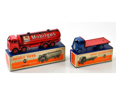 DINKY SUPERTOY; two boxed model vehicles, 504 Foden 14-ton tanker 'Mobil Gas' and 512 'Guy Flat Truck' (2).