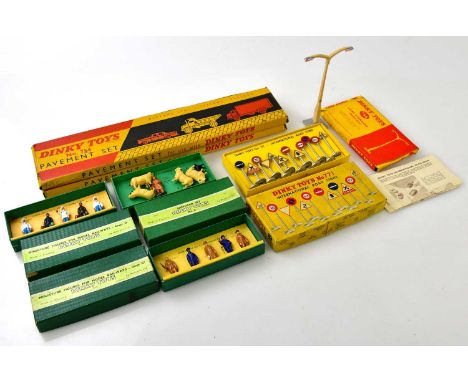 DINKY TOYS; two boxed pavement sets, number 754, a boxed lamp standard 756, international road signs 771, and three boxed min