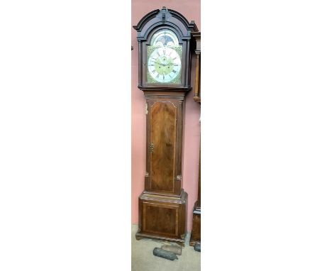 ADAM TRAVERS, LIVERPOOL; a 18th century eight day longcase clock, the brass face set with moon phase above silver chapter rin