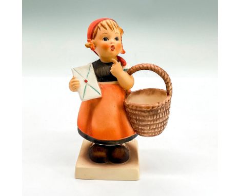Hand painted figure of a young girl holding a basket and a letter. Goebel backstamp. Issued: Circa 1990Dimensions: 3.5"L x 2.