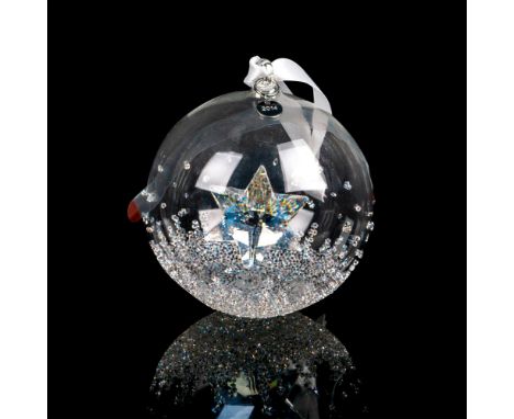 A glass ball with lead crystal moonlight inside, decorated with sparkling crystal rock on exterior. Swarovski etched backstam