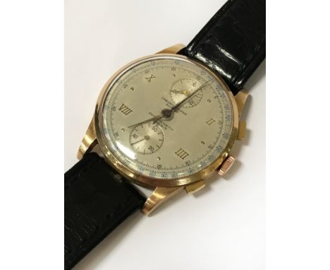 18CT GOLD CASED CHRONOGRAPH