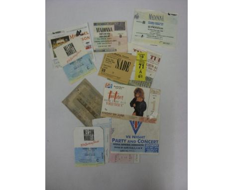 Pop Music, a collection of 15 tickets, to include, Elton John (Wembley 18/12/85), Sade (Birmingham 24/11/1985), Tina Turner (