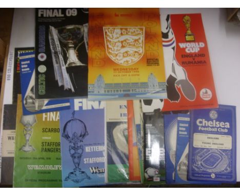 Football Programmes x 30 all with match tickets, includes 1967 L Cup Final Q.P.R v W.B.A, 1975 England v Holland Schoolboys, 