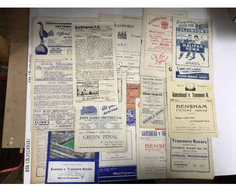 Tranmere Rovers, a collection of 15 away football programmes from 1950/51 to 1954/55, 1950/51 (1) Gateshead, 1951/52 (4) Brad