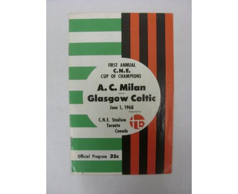 1968 AC Milan v Celtic, a programme from the first annual CNE Cup of Champions, played in Torino on 01/06/1968