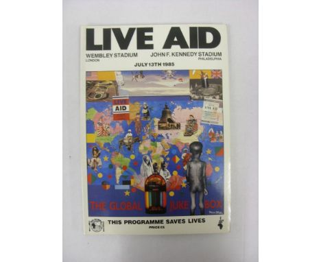 Pop Music, Live Aid, an original programme and official ticket for the Band Aid Charity concert at Wembley on 13/07/1985, inc