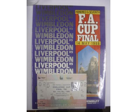 1988 FA Cup Final, Liverpool v Wimbledon, a programme and unused match ticket from the game played on 14/05/1988