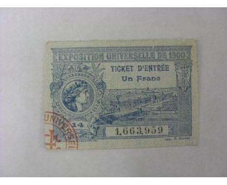 1900 Olympic Games, a ticket for the Paris Exposition, held in France (this includes the Olympic Games)